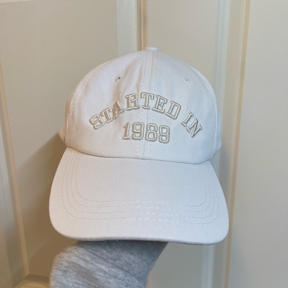 White Cap with Embroidered Text